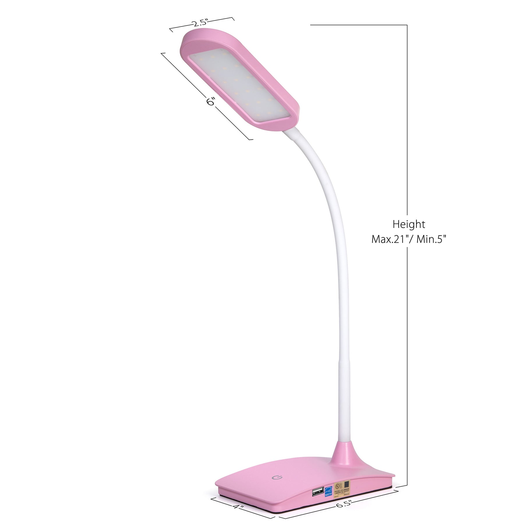 House of Troy K150-PK Kirby Contemporary Pink LED Reading Lamp w/ USB Port  - HOT-K150-PK